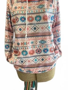 NEW CHEEKYS women's double hood hoodie in aztec